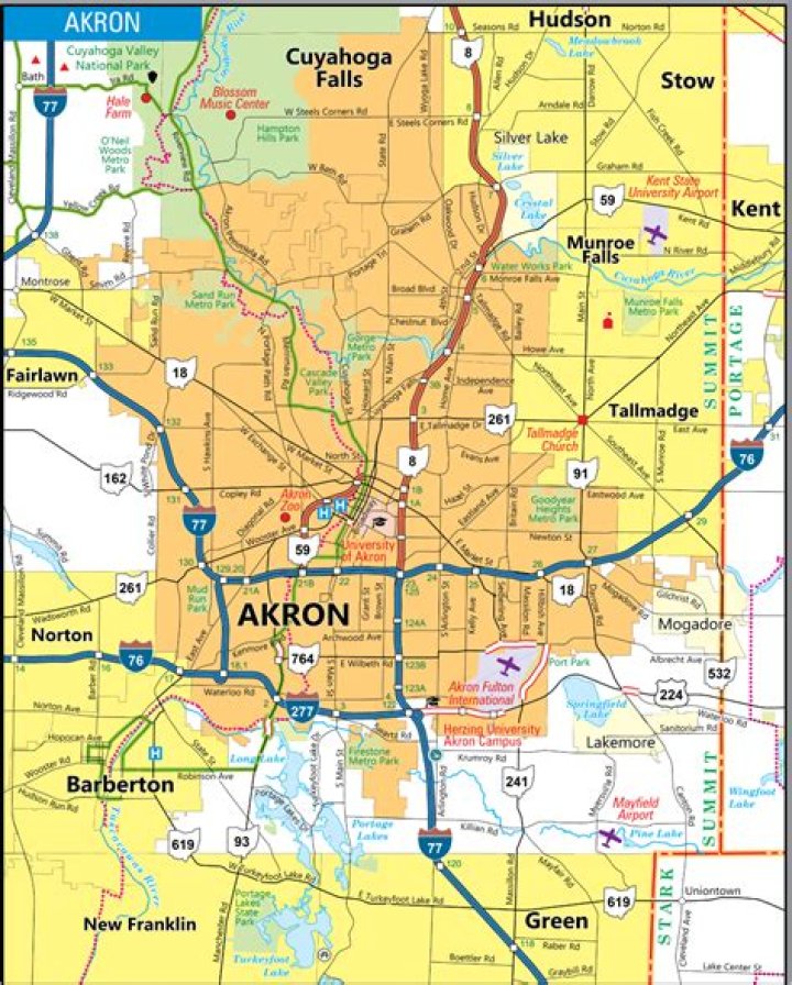 State that includes Canton and Akron