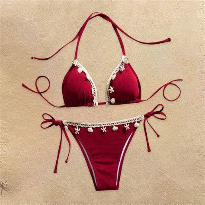 Two-piece bathing suits that may be string style