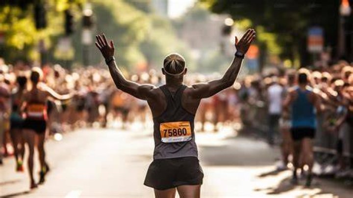 What a marathon winner breaks through at the end of a race